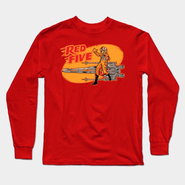 Red Five Long Sleeve T-Shirt by The Jersey Rejects